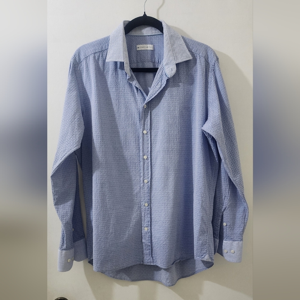 Etro Men's Blue Button-Up Shirt, Size‎ 42, Cotton, Made In Italy.